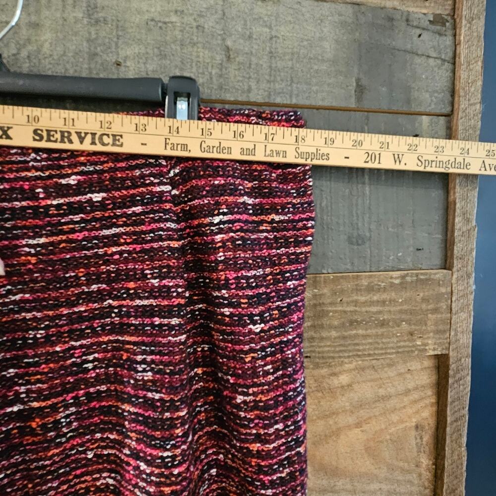 J. Jill Red Multi Tweed Knit Knee Length Office Pencil Skirt Large Quiet Luxury - Picture 4 of 7